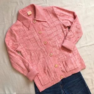Vintage 1970s Pink knit cardigan sweater